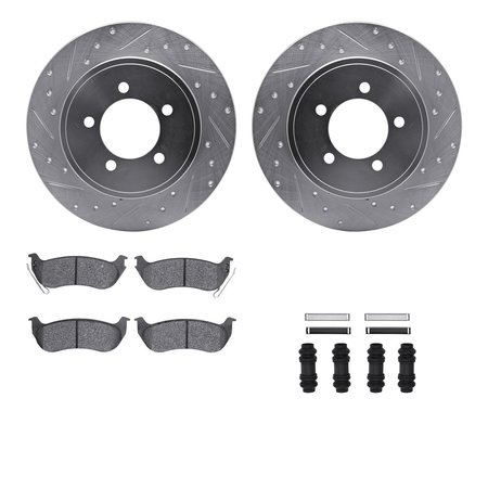 DYNAMIC FRICTION CO 7212-54007, Rotors-Drilled and Slotted-Silver w/ Heavy Duty Brake Pads incl. Hardware, Zinc Coated 7212-54007